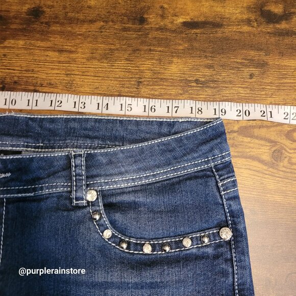 Roadrunner Apparel Inc Jeans 16 Bootcut Mid Rise Cross Embellished Thick Stitch - Picture 6 of 12